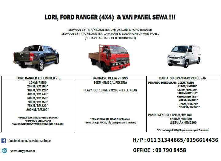 Sewa Ford Ranger, Lori & Van Panel